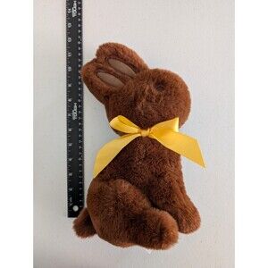 Chocolate Brown Rabbit Stuffed Toy Small with Yellow Bow Easter Gift